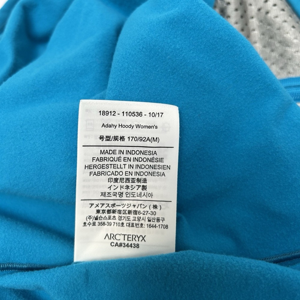 Arc'Teryx Women's Adahy Hoody Jacket Turquoise Blue Polyester Blend Size Medium - Picture 6 of 7